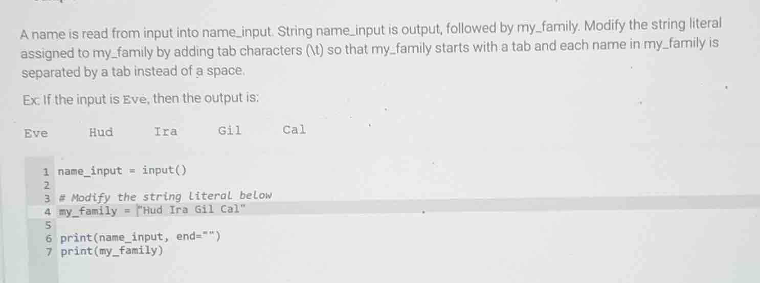 a name is read from input into name_input. string name_input is output,…