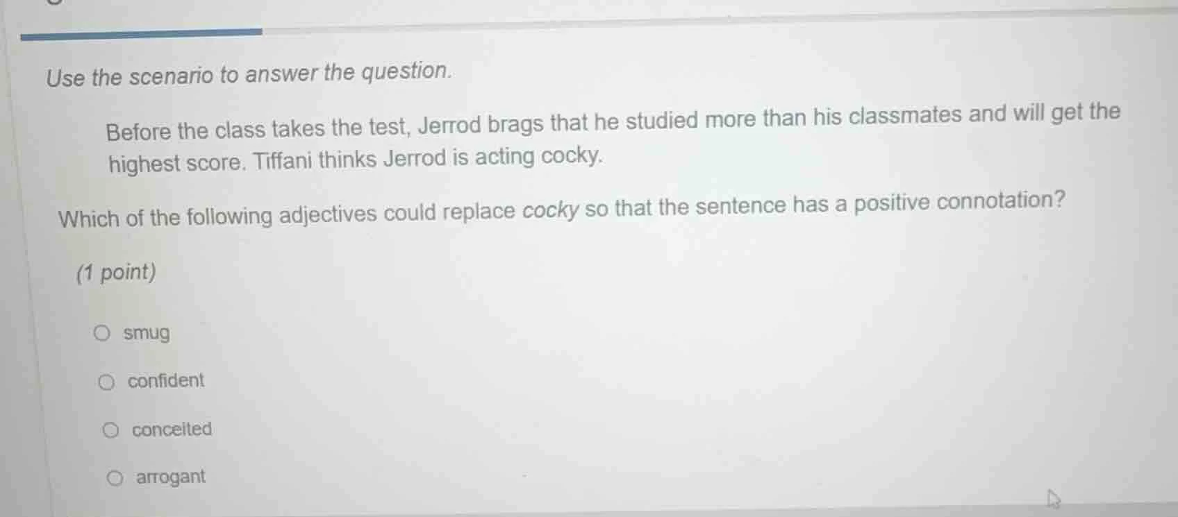 use the scenario to answer the question. before the class takes the tes…