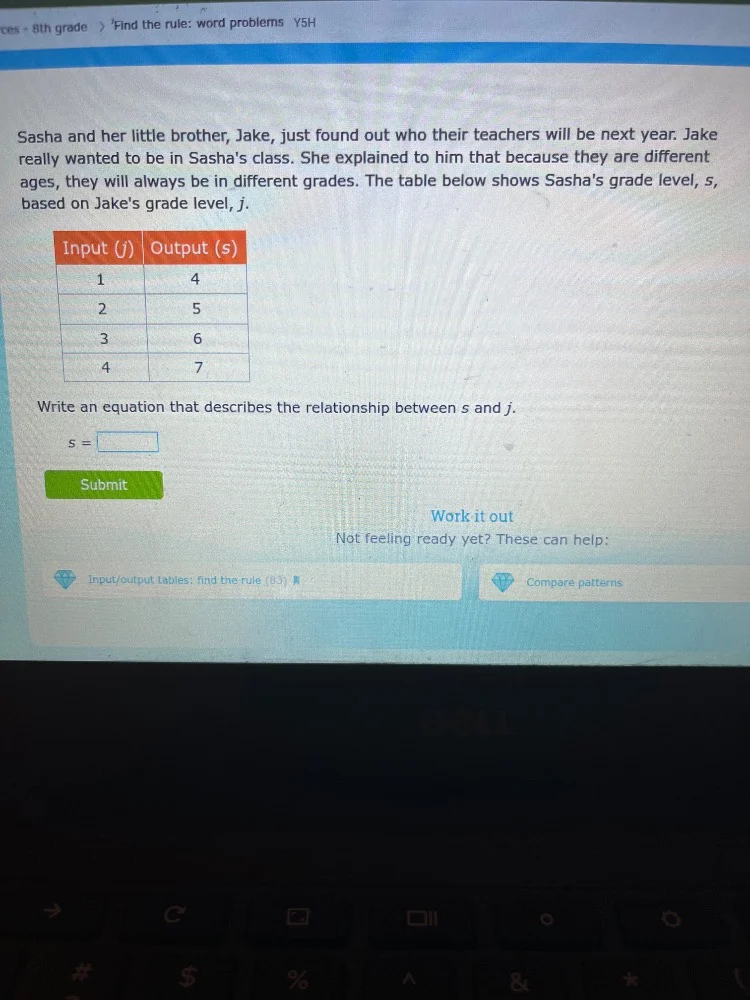 ces - 8th grade > find the rule: word problems ysh sasha and her little…