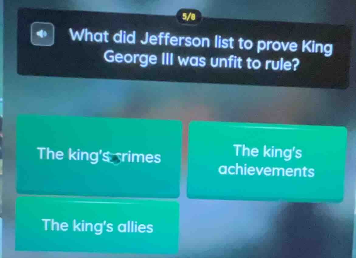 5/8 what did jefferson list to prove king george iii was unfit to rule?…