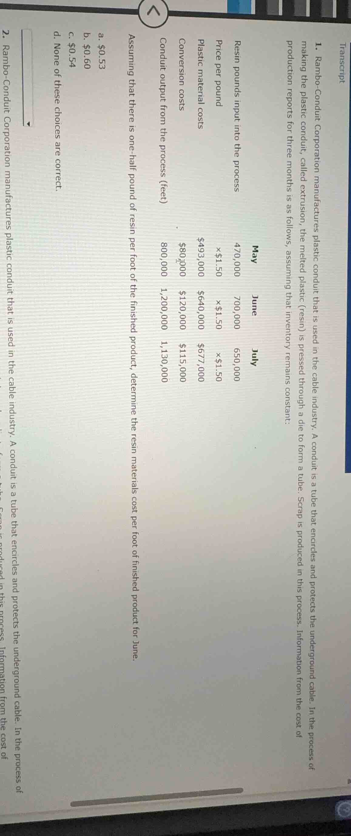transcript 1. rambo-conduit corporation manufactures plastic conduit th…