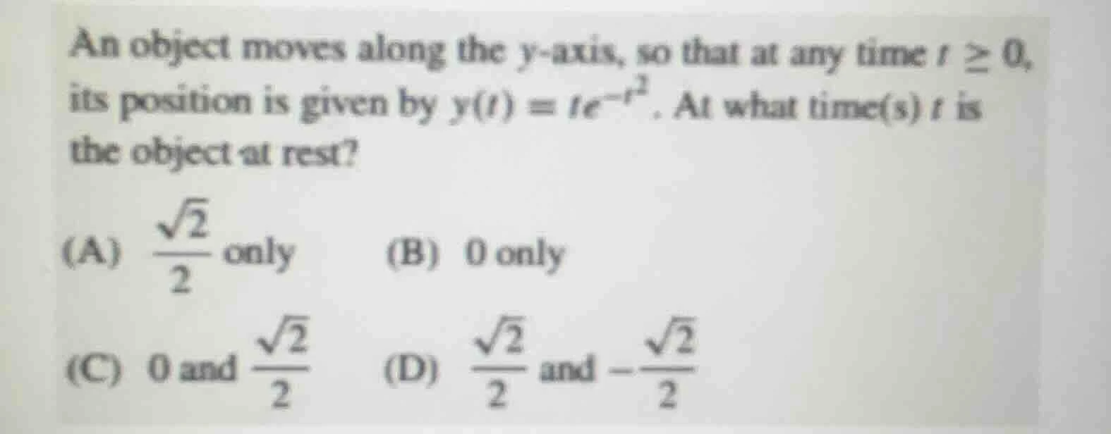 an object moves along the y-axis, so that at any time $t \\geq 0$, its …