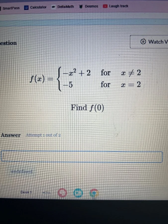 f(x) = \begin{cases} -x^2 + 2 & \text{for } x eq 2 \\ -5 & \text{for } …