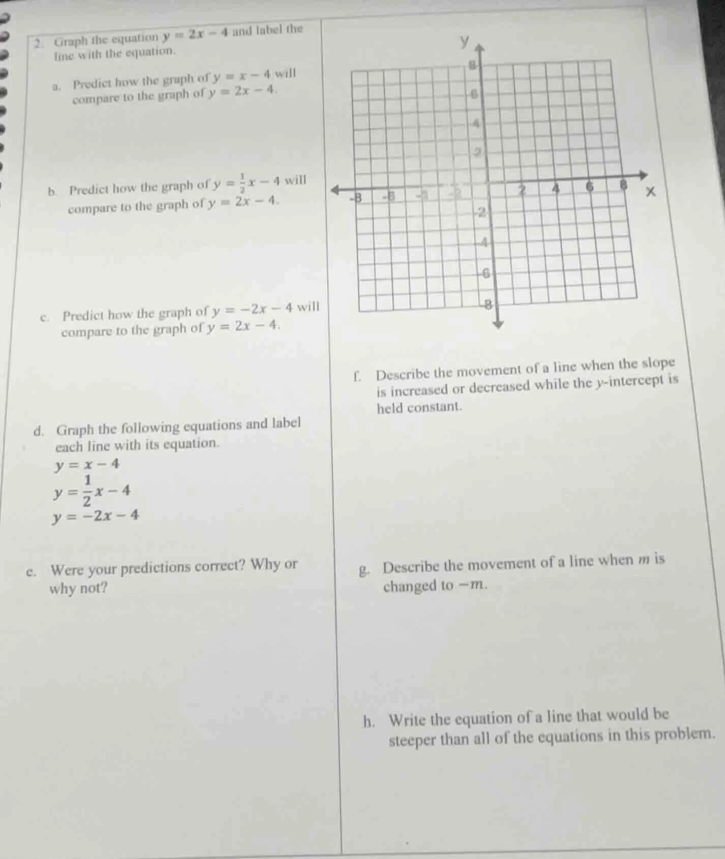 2. graph the equation $y = 2x - 4$ and label the line with the equation…