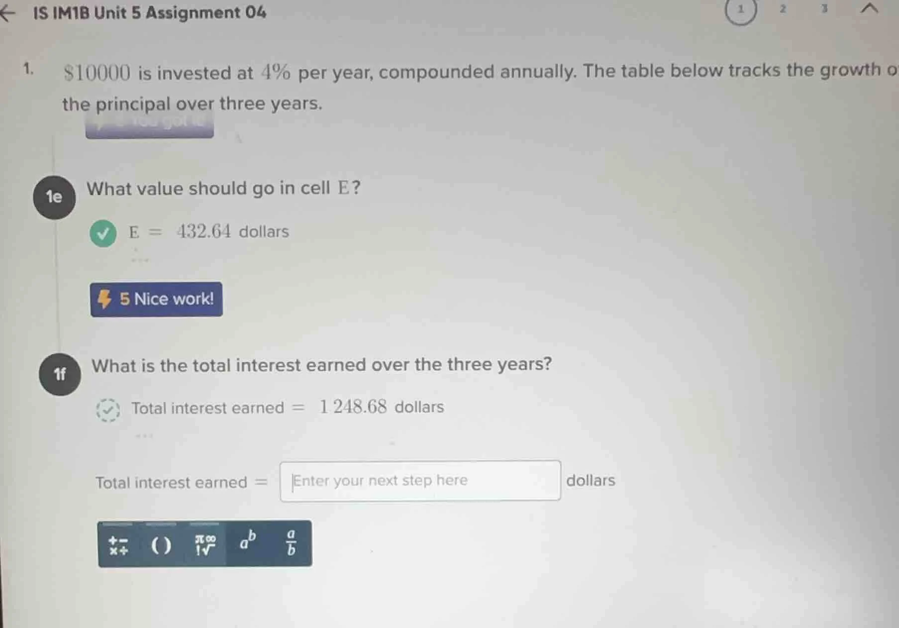 is im1b unit 5 assignment 04 1. $10000 is invested at 4% per year, comp…