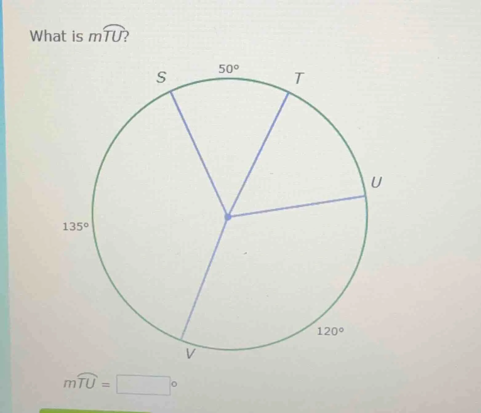 what is $mwidehat{tu}$? $mwidehat{tu} = \\square ^\\circ$ the circle ha…
