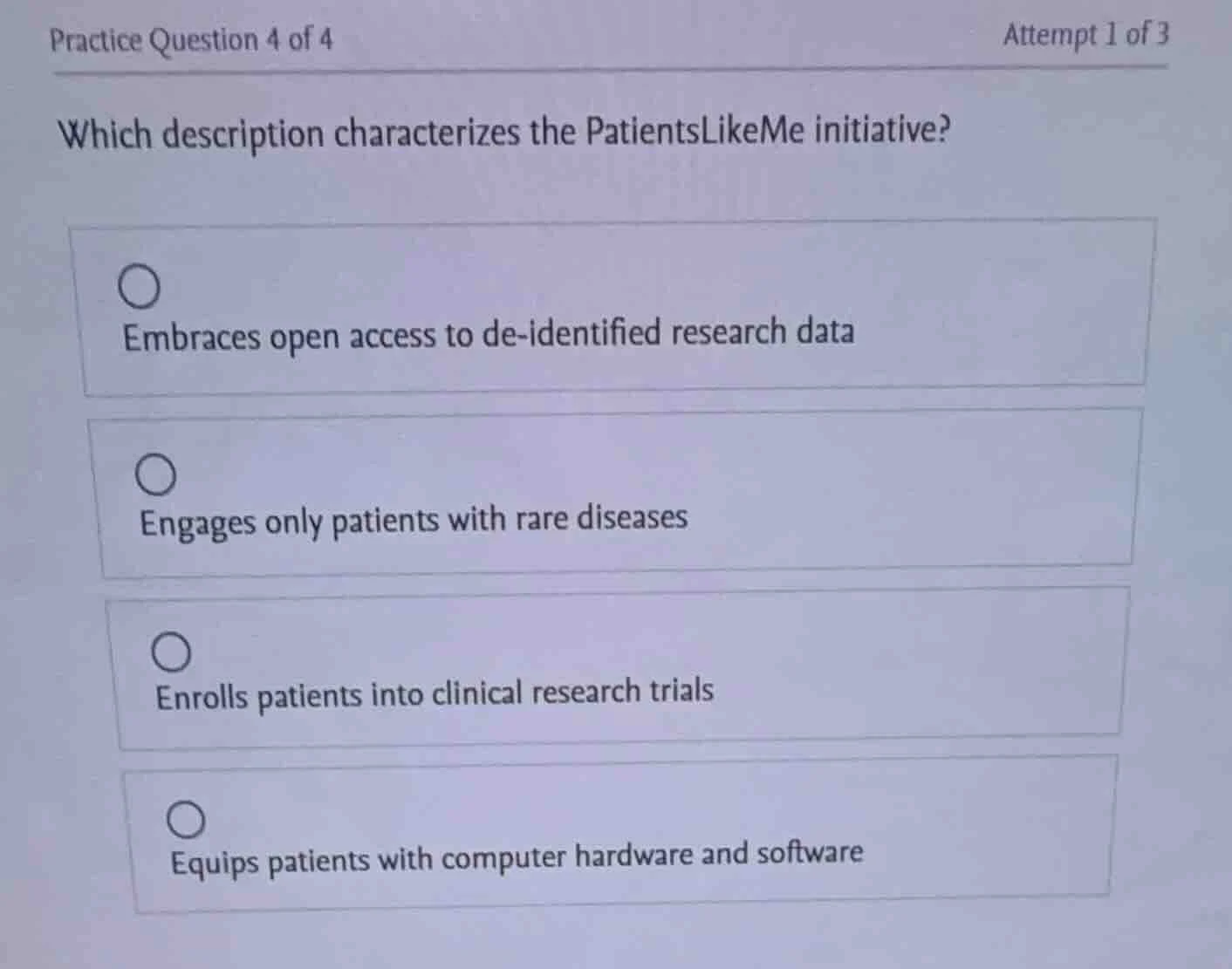 practice question 4 of 4 attempt 1 of 3 which description characterizes…