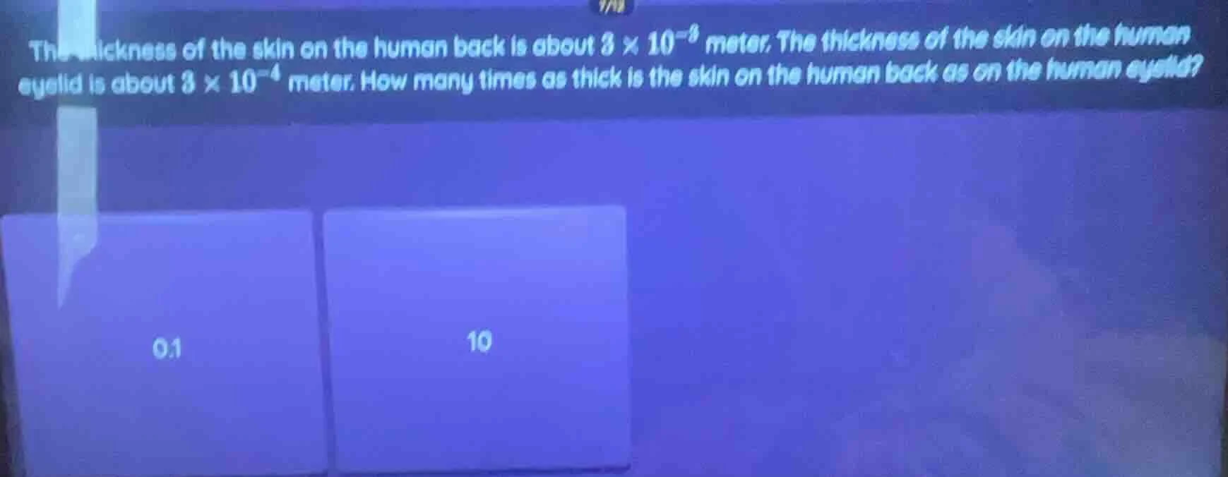 the thickness of the skin on the human back is about $3 \\times 10^{-3}…