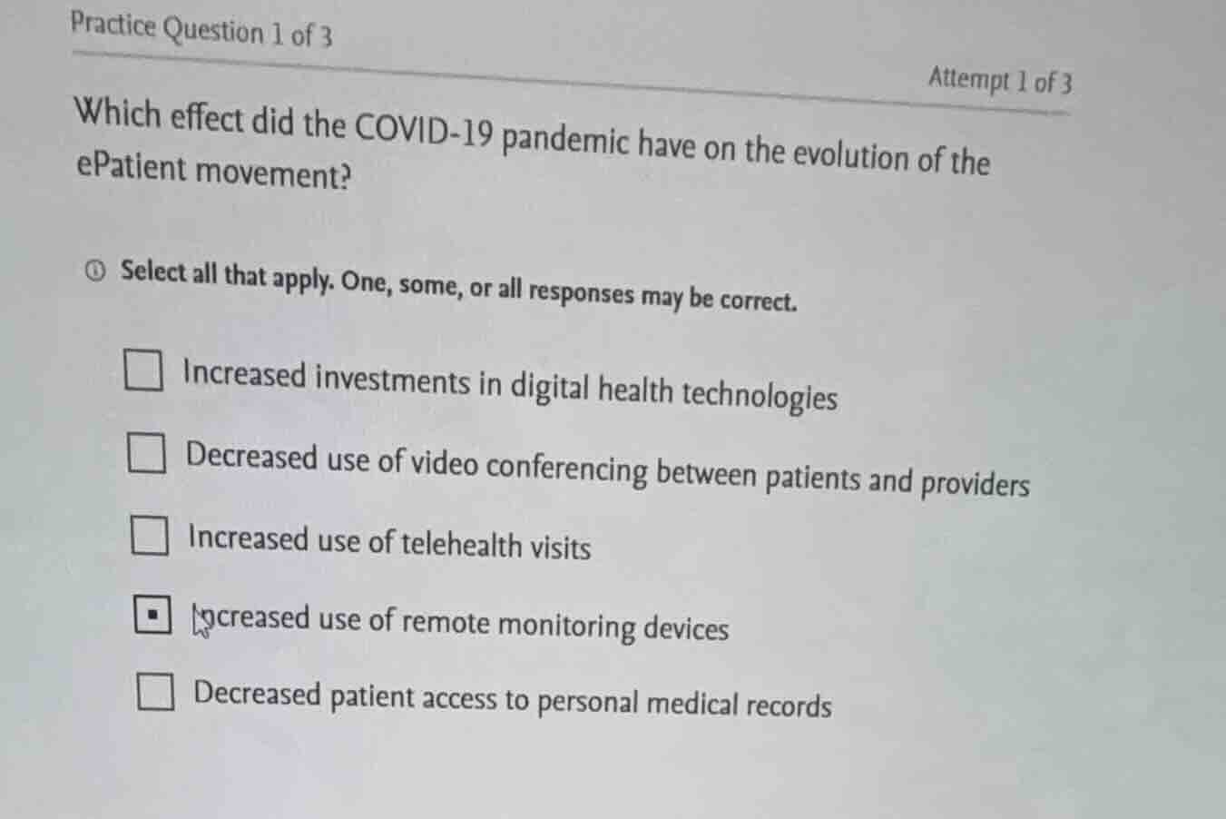 practice question 1 of 3 attempt 1 of 3 which effect did the covid-19 p…