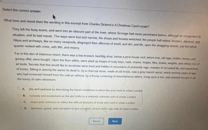 select the correct answer what tone and mood does the wording in this e…