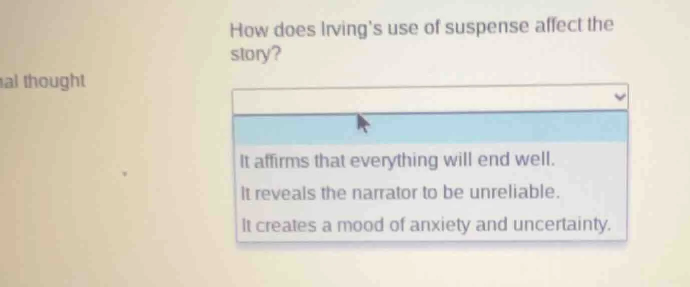 how does irvings use of suspense affect the story? it affirms that ever…