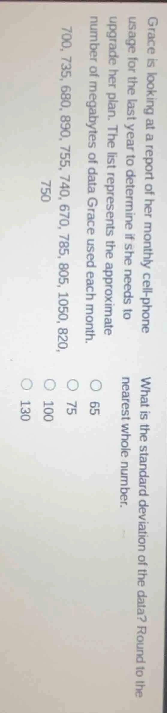 grace is looking at a report of her monthly cell-phone usage for the la…
