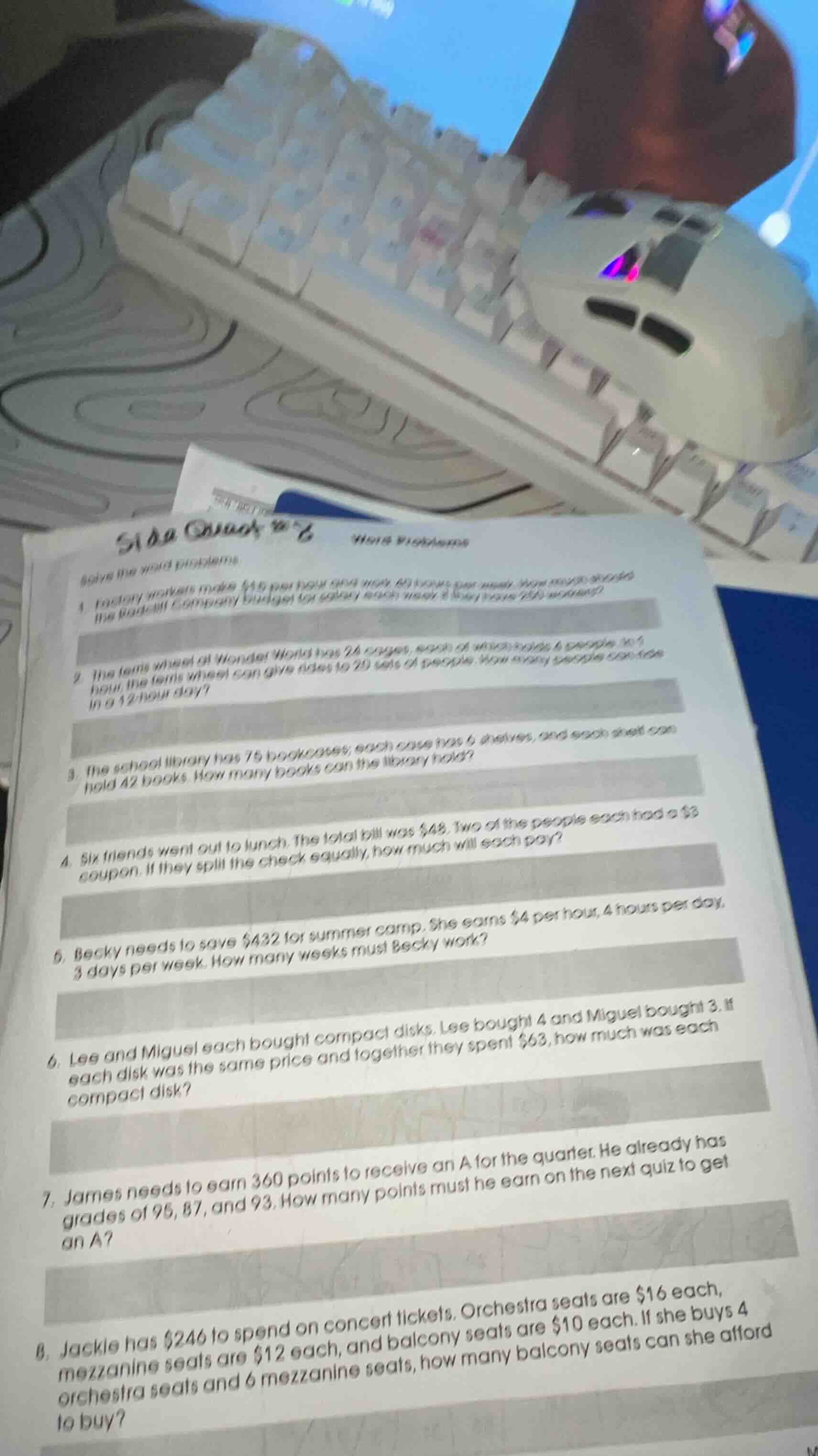 side check #2 word problems solve the word problems. 1. factory workers…