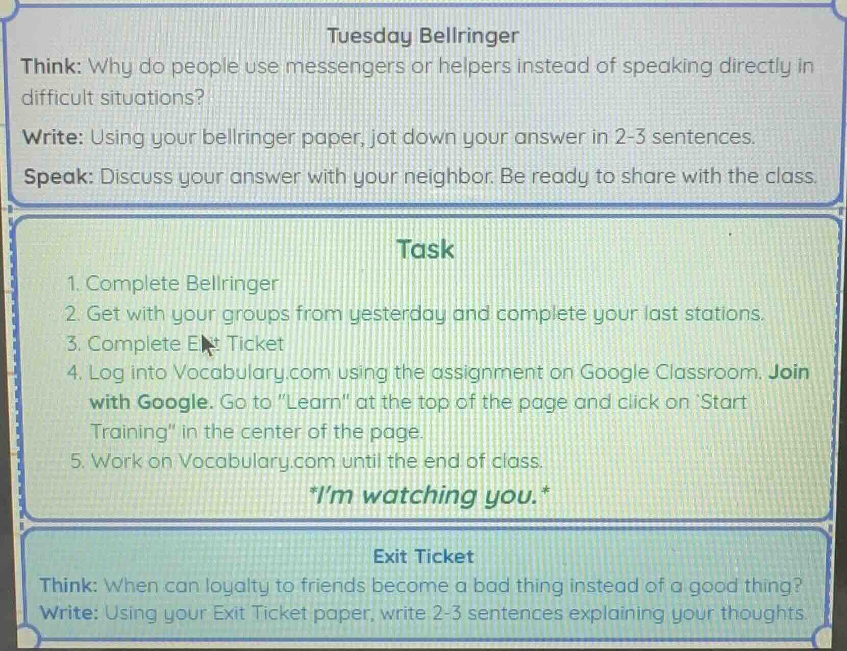 tuesday bellringer think: why do people use messengers or helpers inste…