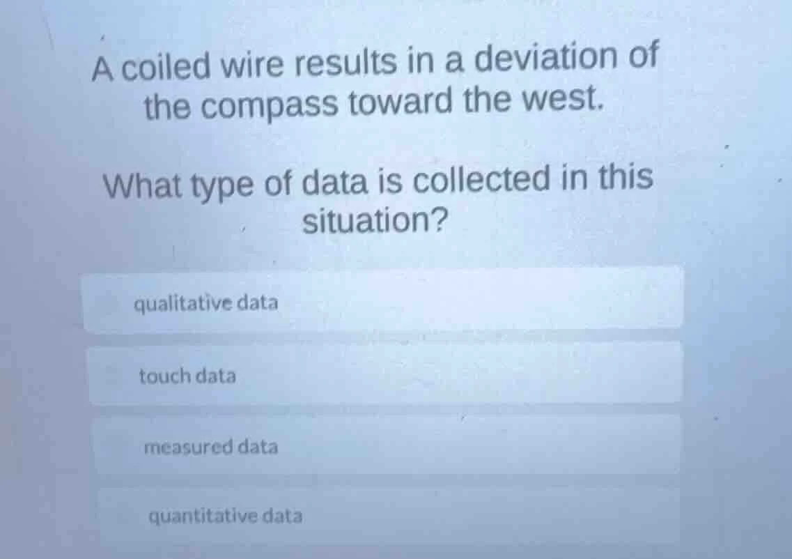 a coiled wire results in a deviation of the compass toward the west. wh…
