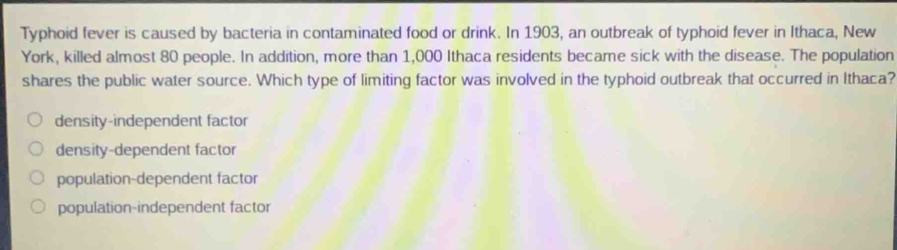 typhoid fever is caused by bacteria in contaminated food or drink. in 1…