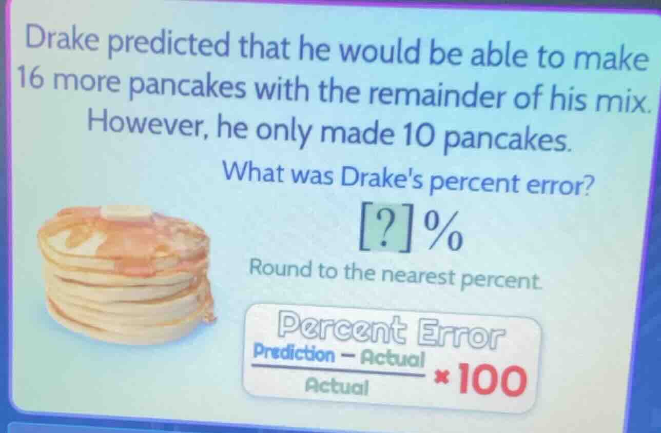 drake predicted that he would be able to make 16 more pancakes with the…