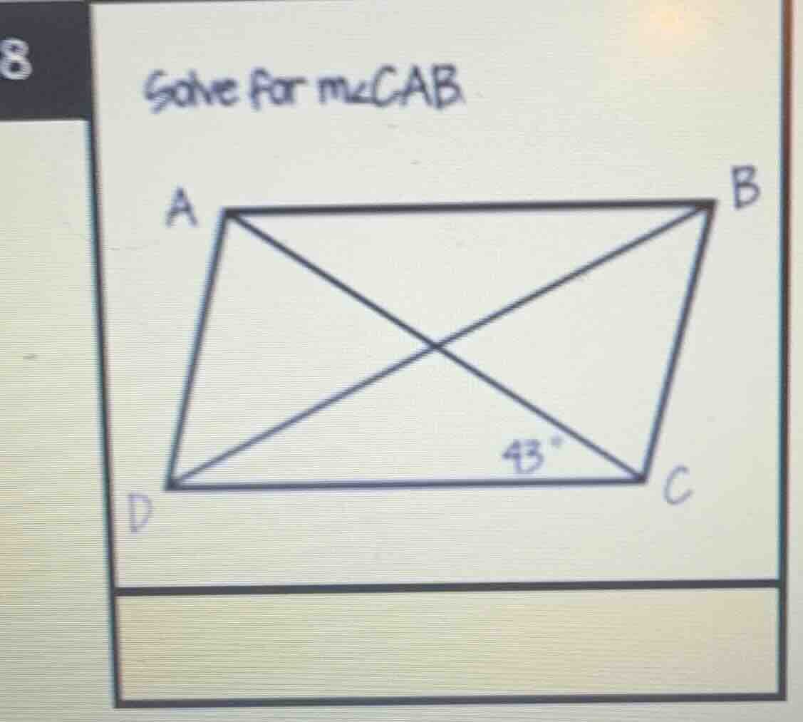 solve for $m\\angle cab$ 8