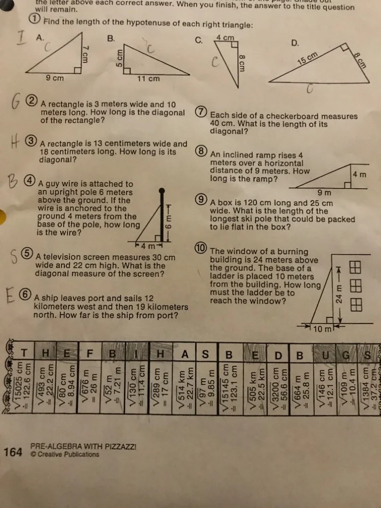the letter above each correct answer. when you finish, the answer to th…