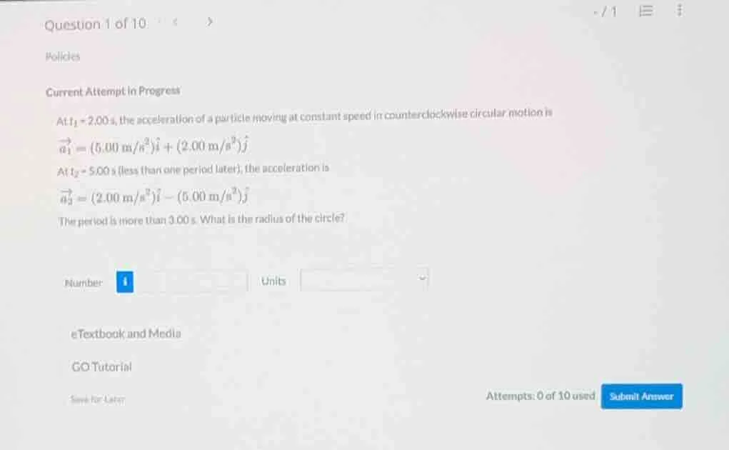 question 1 of 10 < > policies current attempt in progress at $t_1 = 2.0…