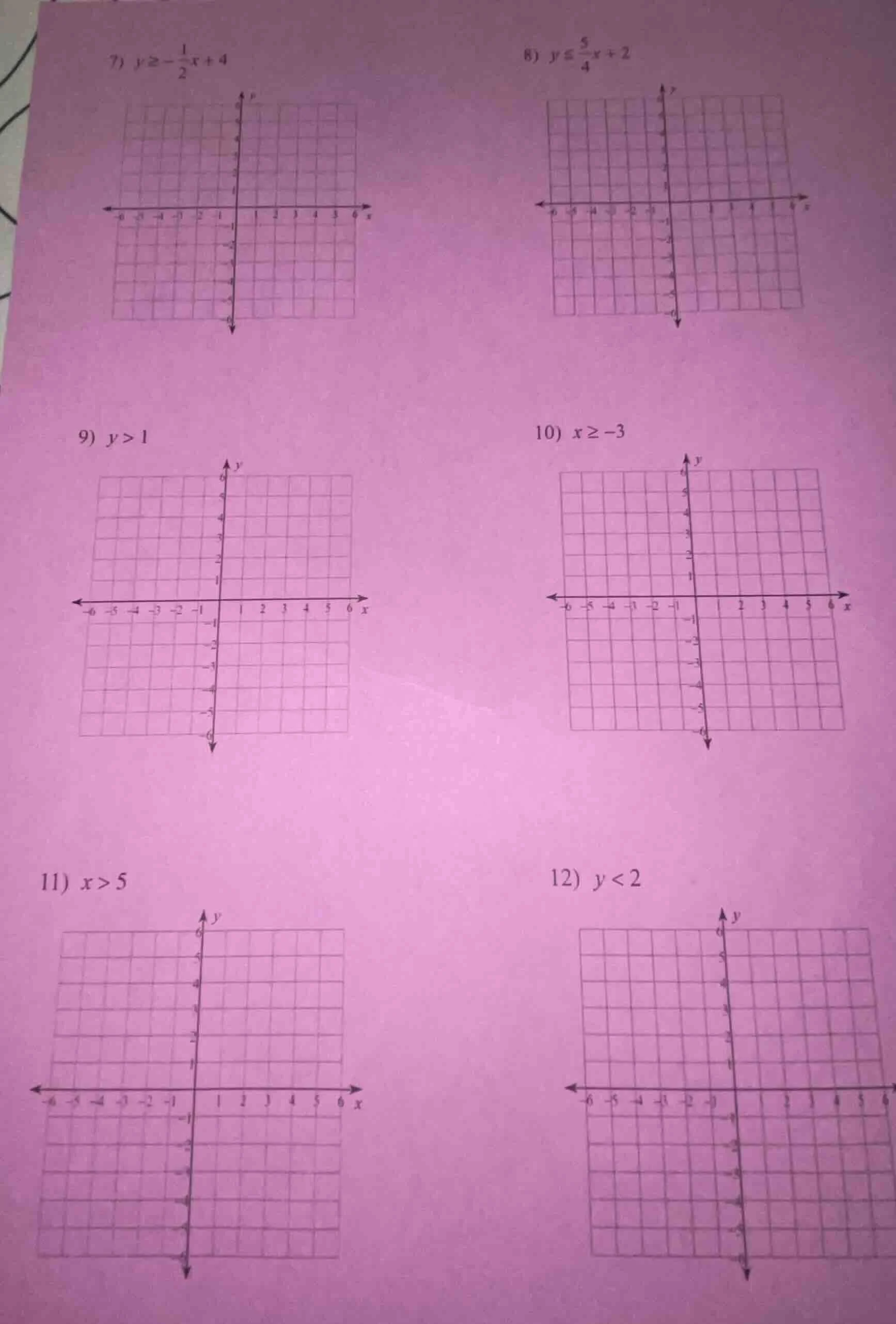 7) $y \\geq -\\frac{1}{2}x + 4$ 8) $y \\leq \\frac{5}{4}x + 2$ 9) $y > …