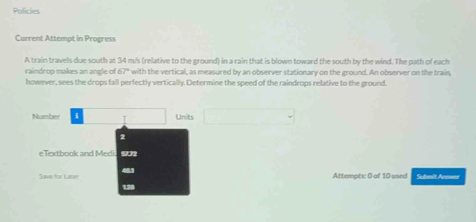 policies current attempt in progress a train travels due south at 34 m/…