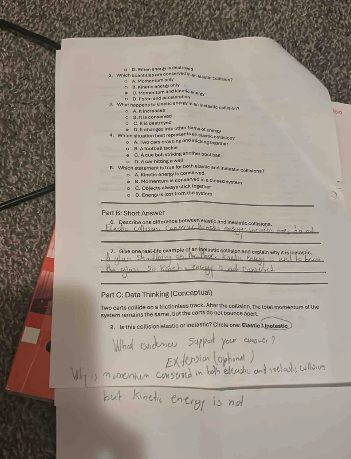 d. when energy is destroyed 2. which quantities are conserved in an ela…