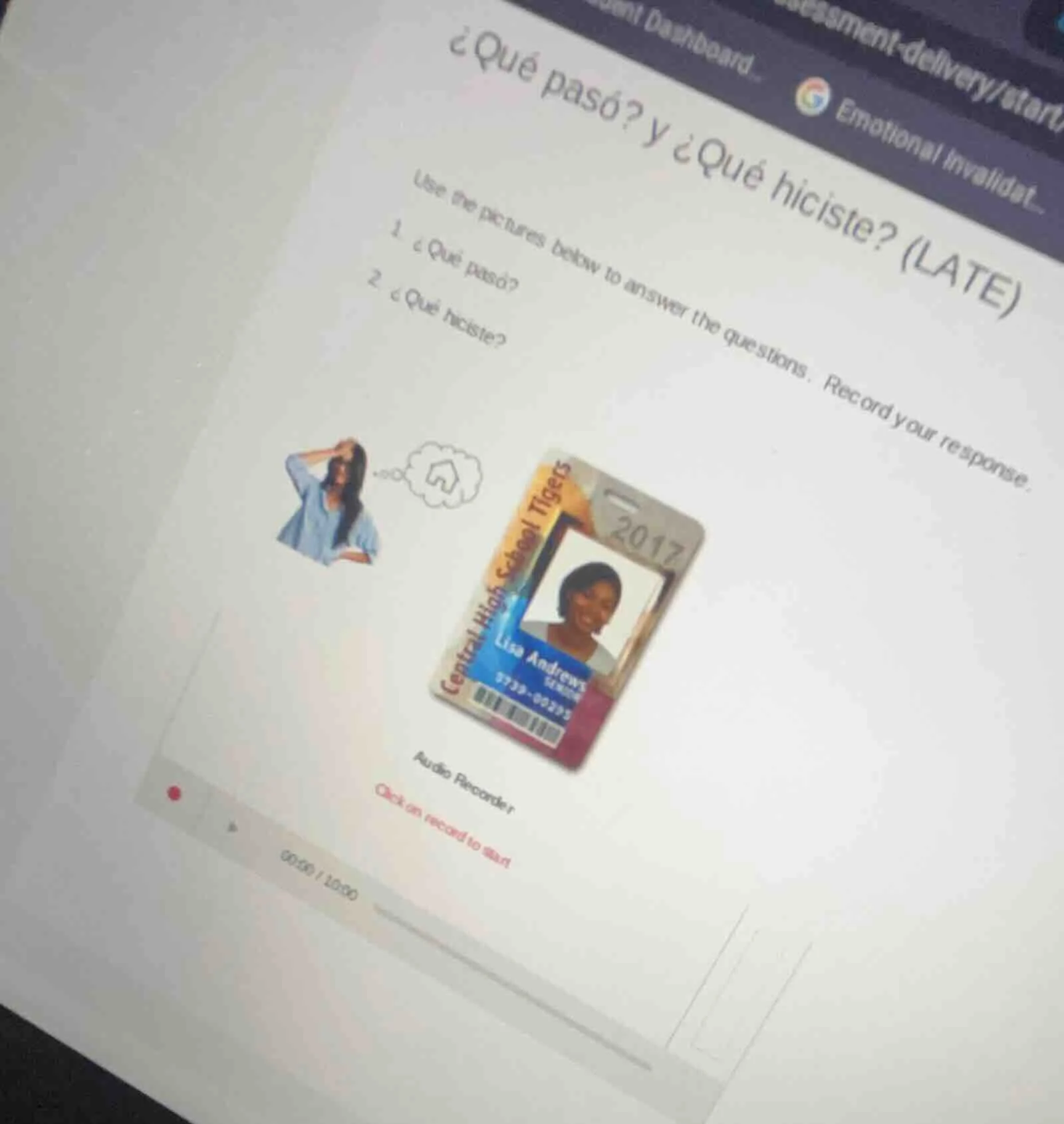 ¿qué pasó? y ¿qué hiciste? (late) use the pictures below to answer the …