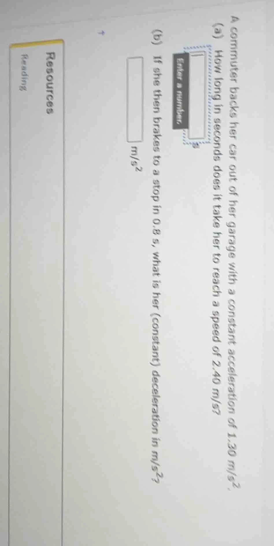 a commuter backs her car out of her garage with a constant acceleration…