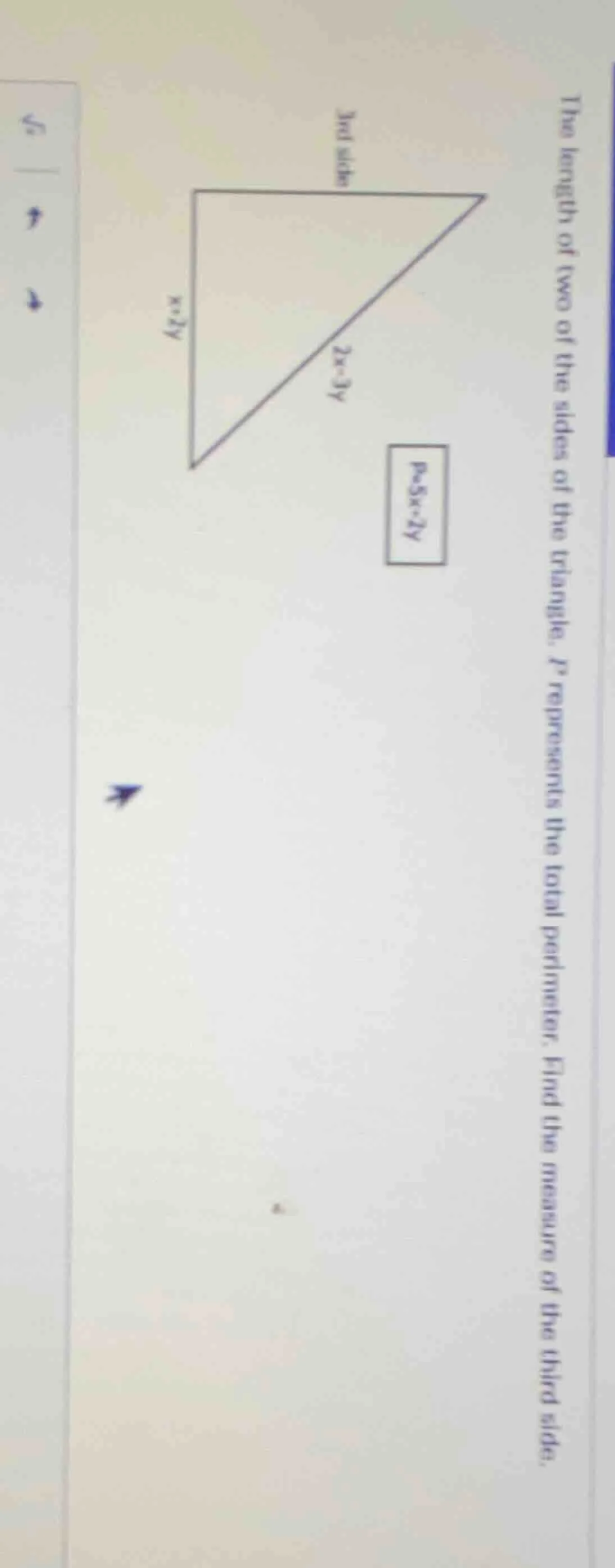 the length of two of the sides of the triangle. $p$ represents the tota…