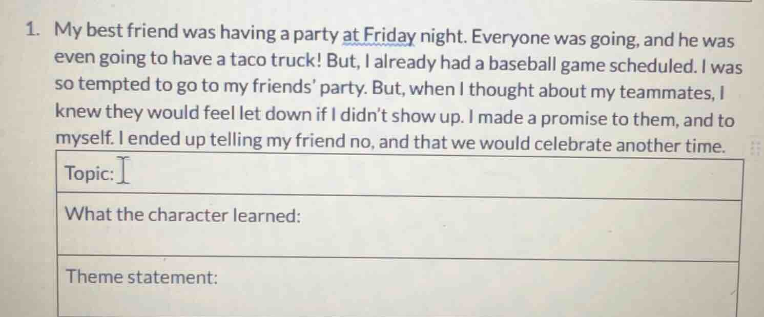 1. my best friend was having a party at friday night. everyone was goin…