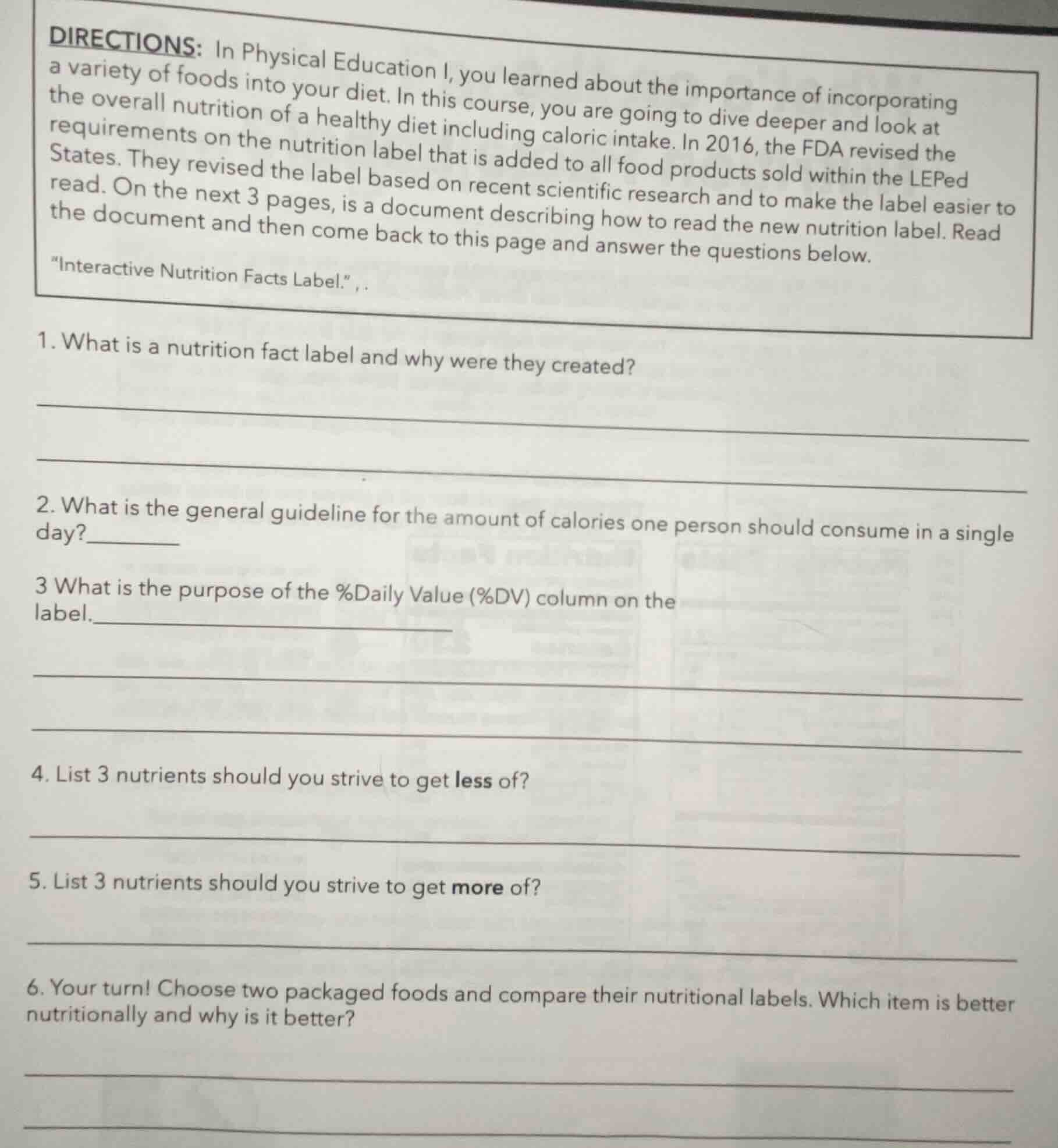 directions: in physical education i, you learned about the importance o…