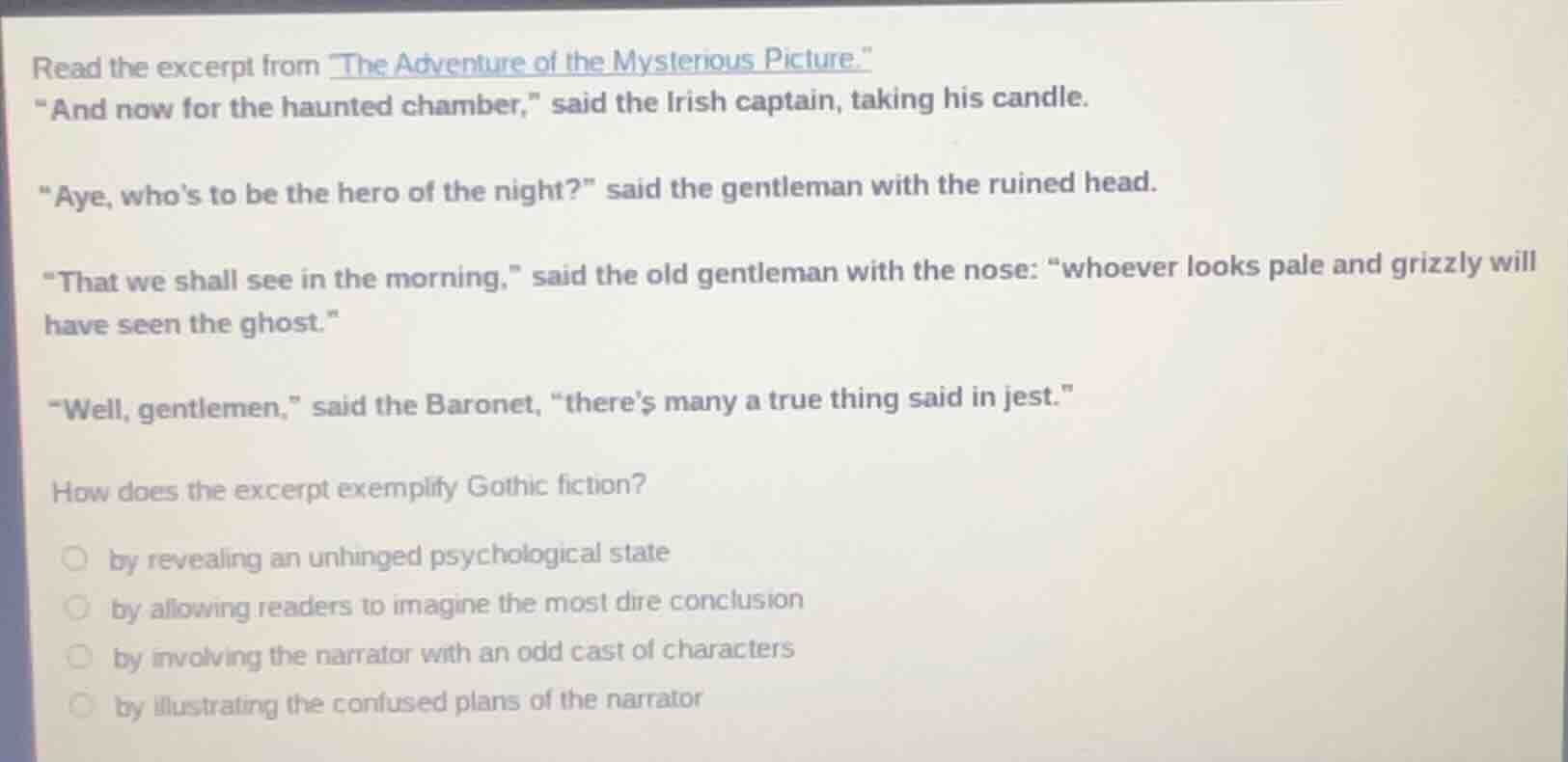 read the excerpt from \the adventure of the mysterious picture.\ \and n…