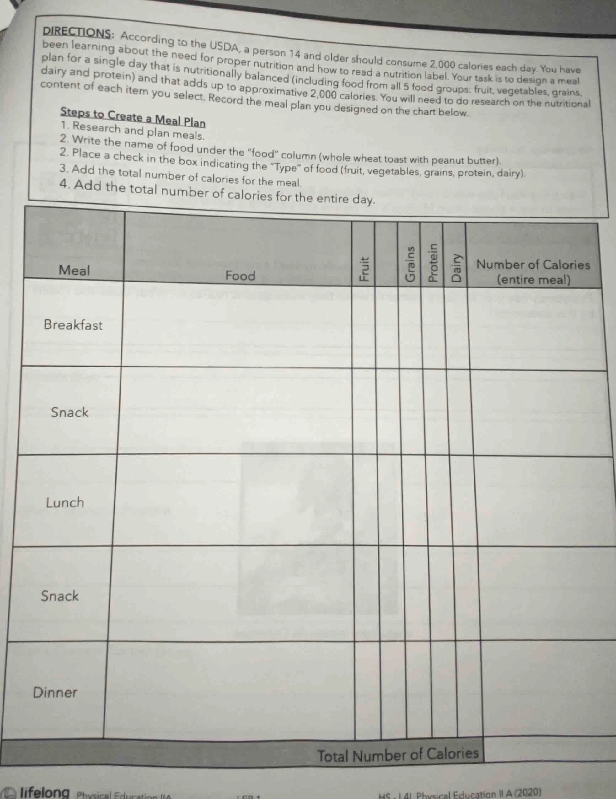 directions: according to the usda, a person 14 and older should consume…