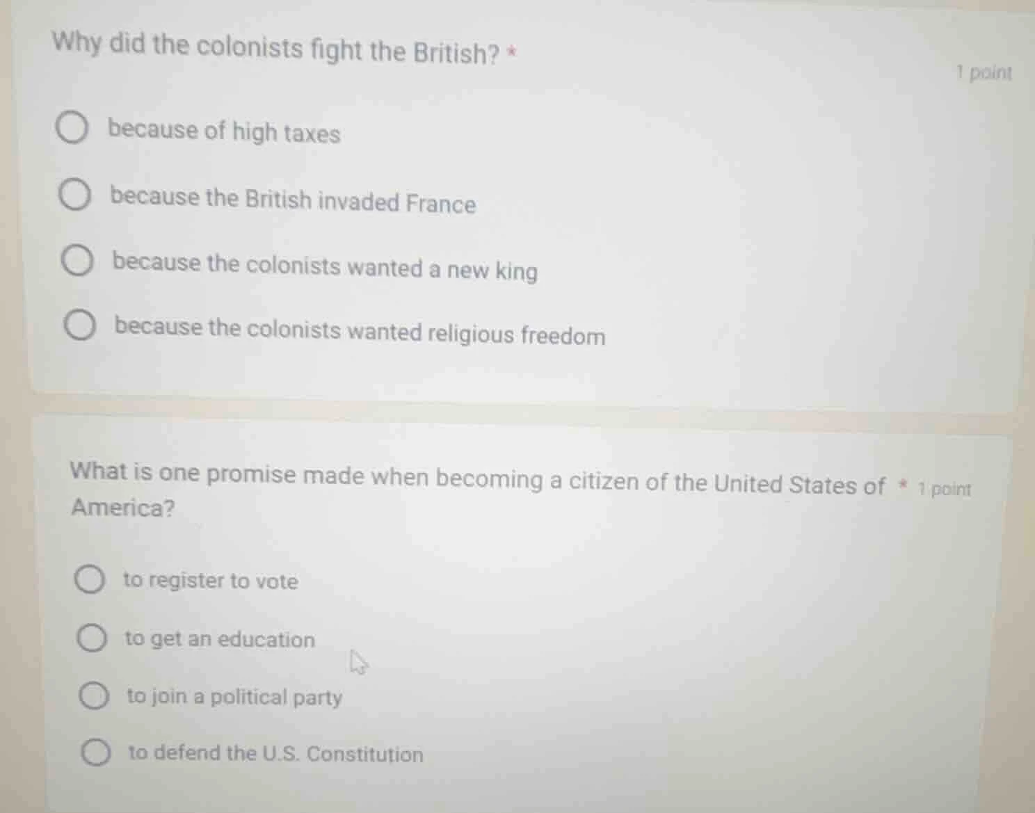 why did the colonists fight the british? * 1 pointbecause of high taxes…
