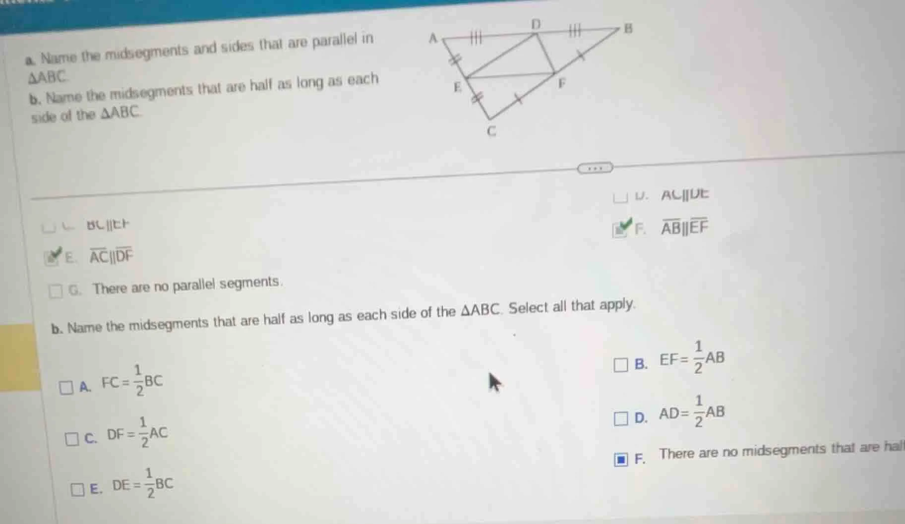 a. name the midsegments and sides that are parallel in $delta abc$. b. …