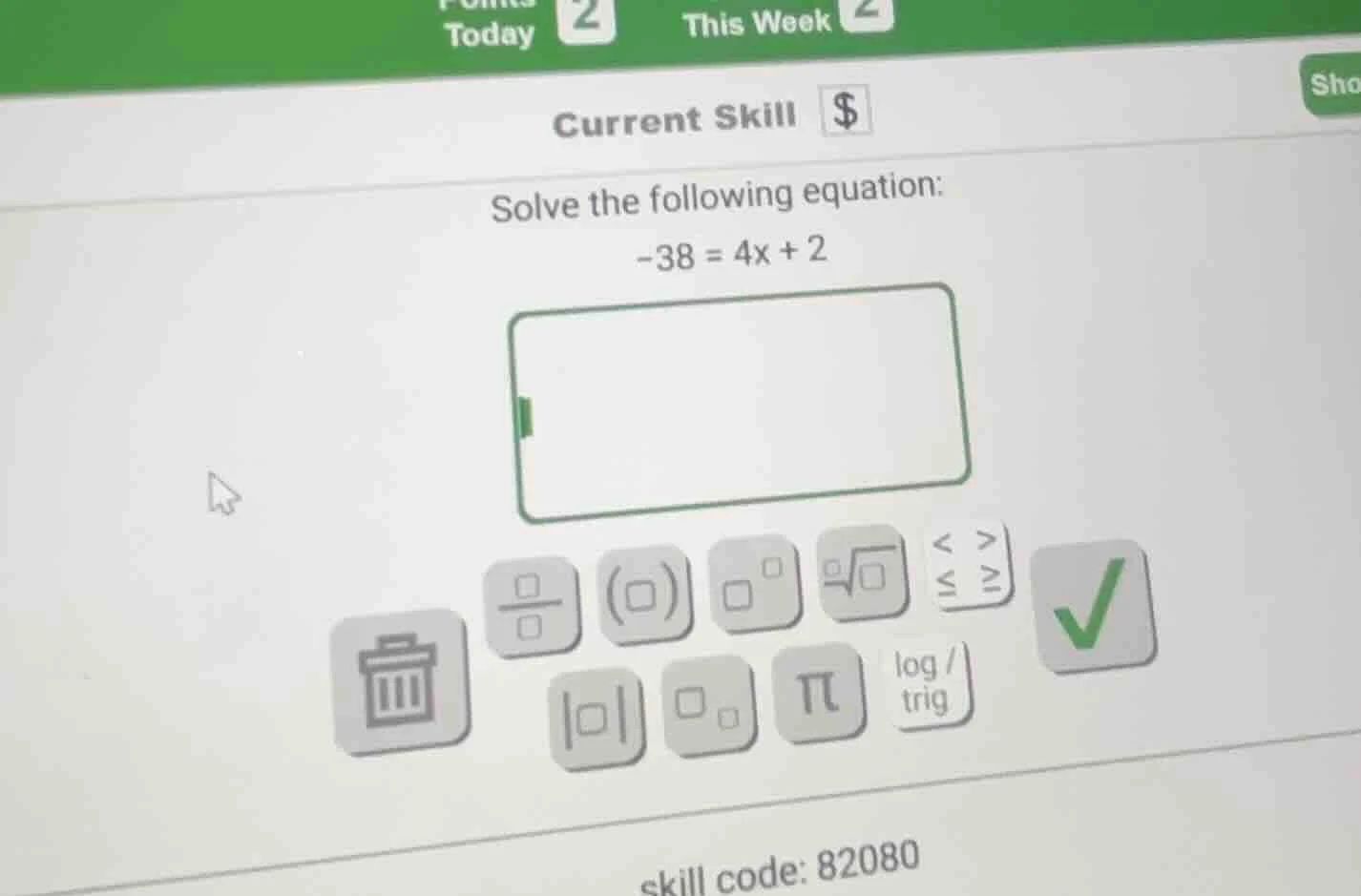today 2 this week 2 current skill $$$ solve the following equation: $-3…