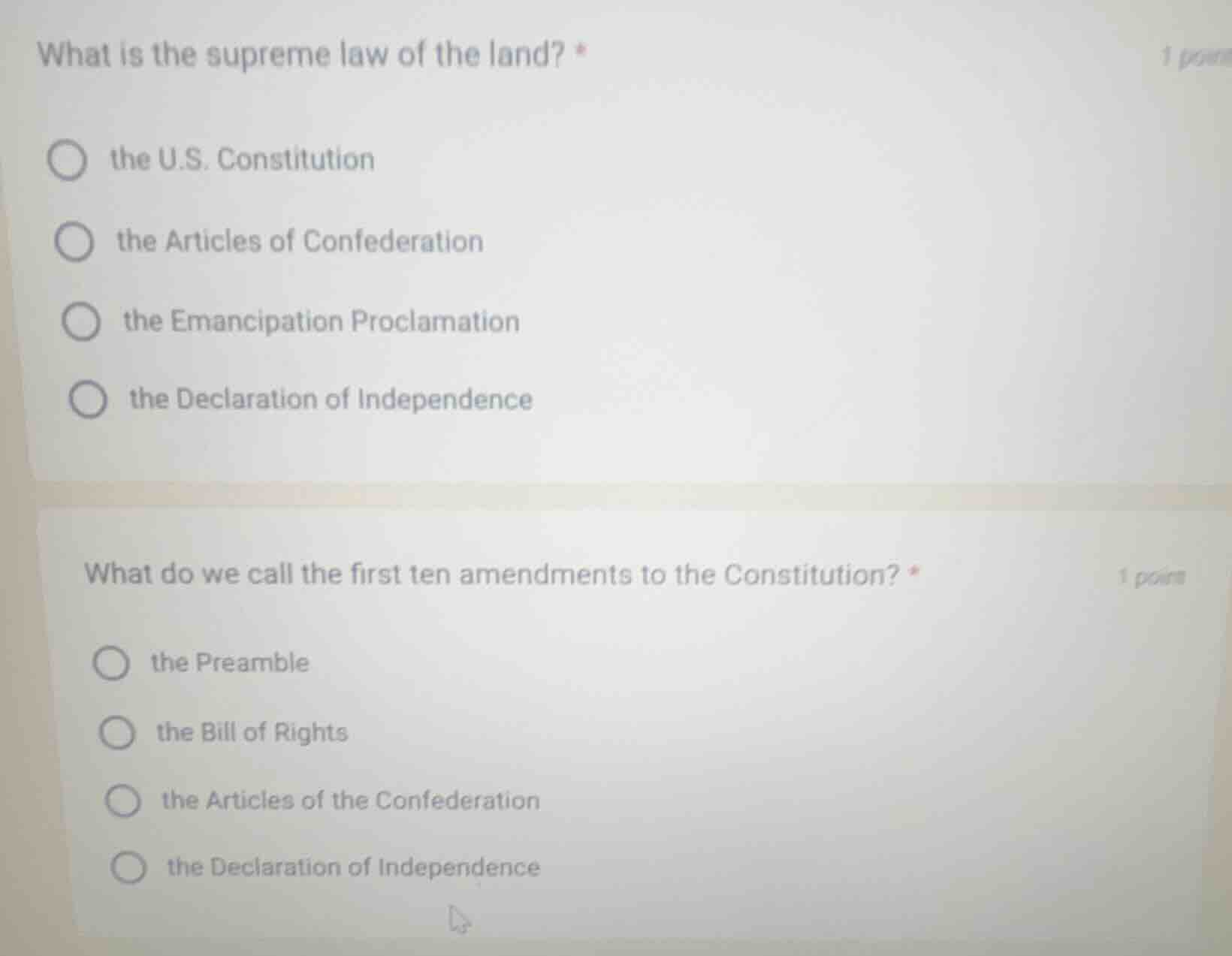 what is the supreme law of the land? *1 poin○ the u.s. constitution○ th…