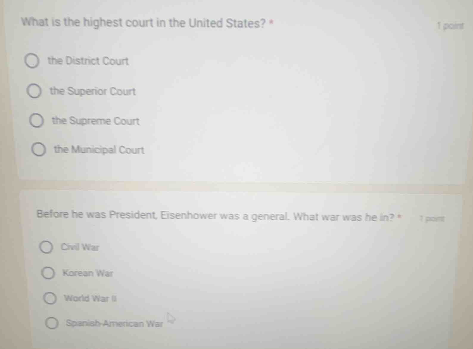 1 point what is the highest court in the united states? * the district …