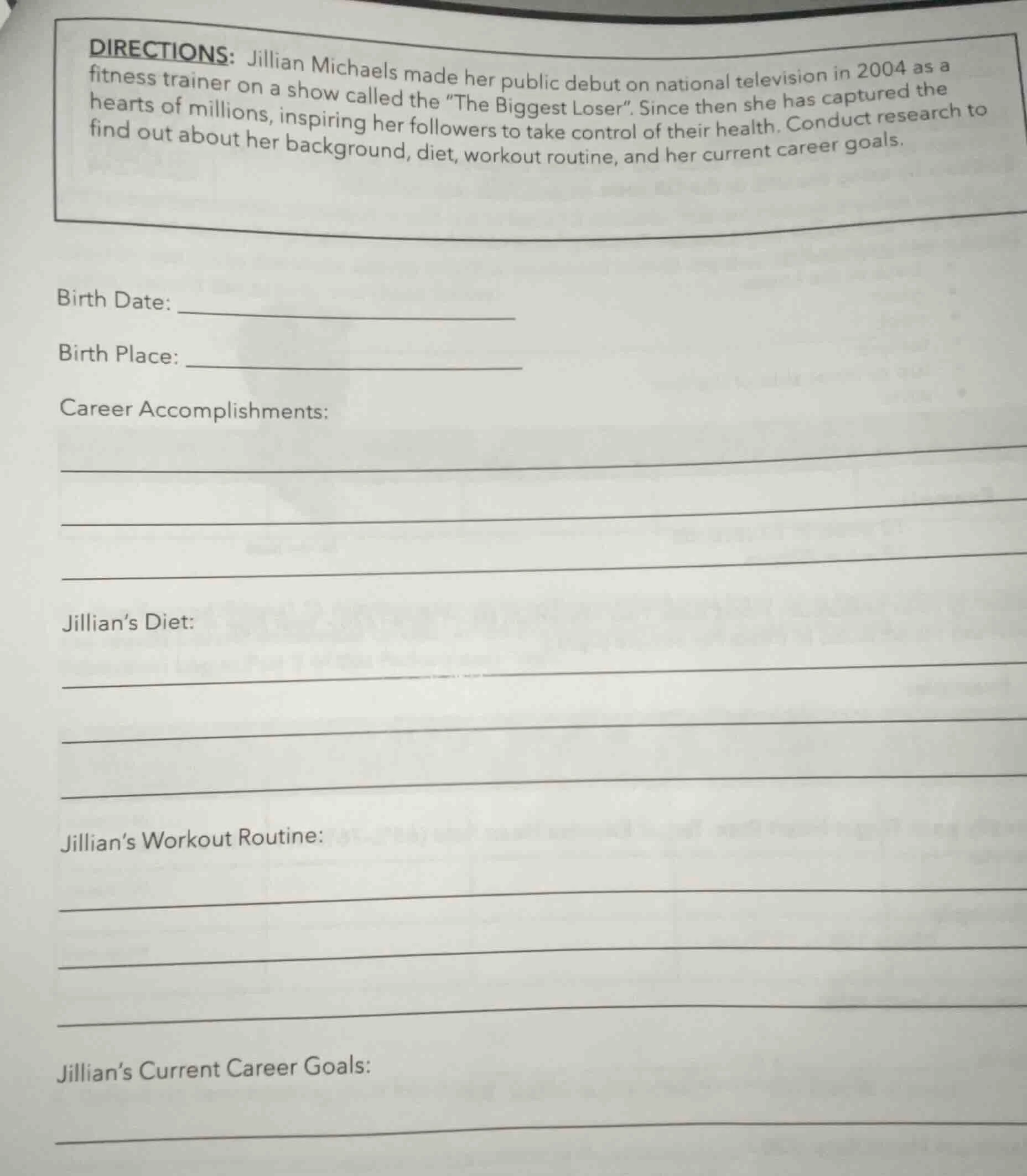 directions: jillian michaels made her public debut on national televisi…