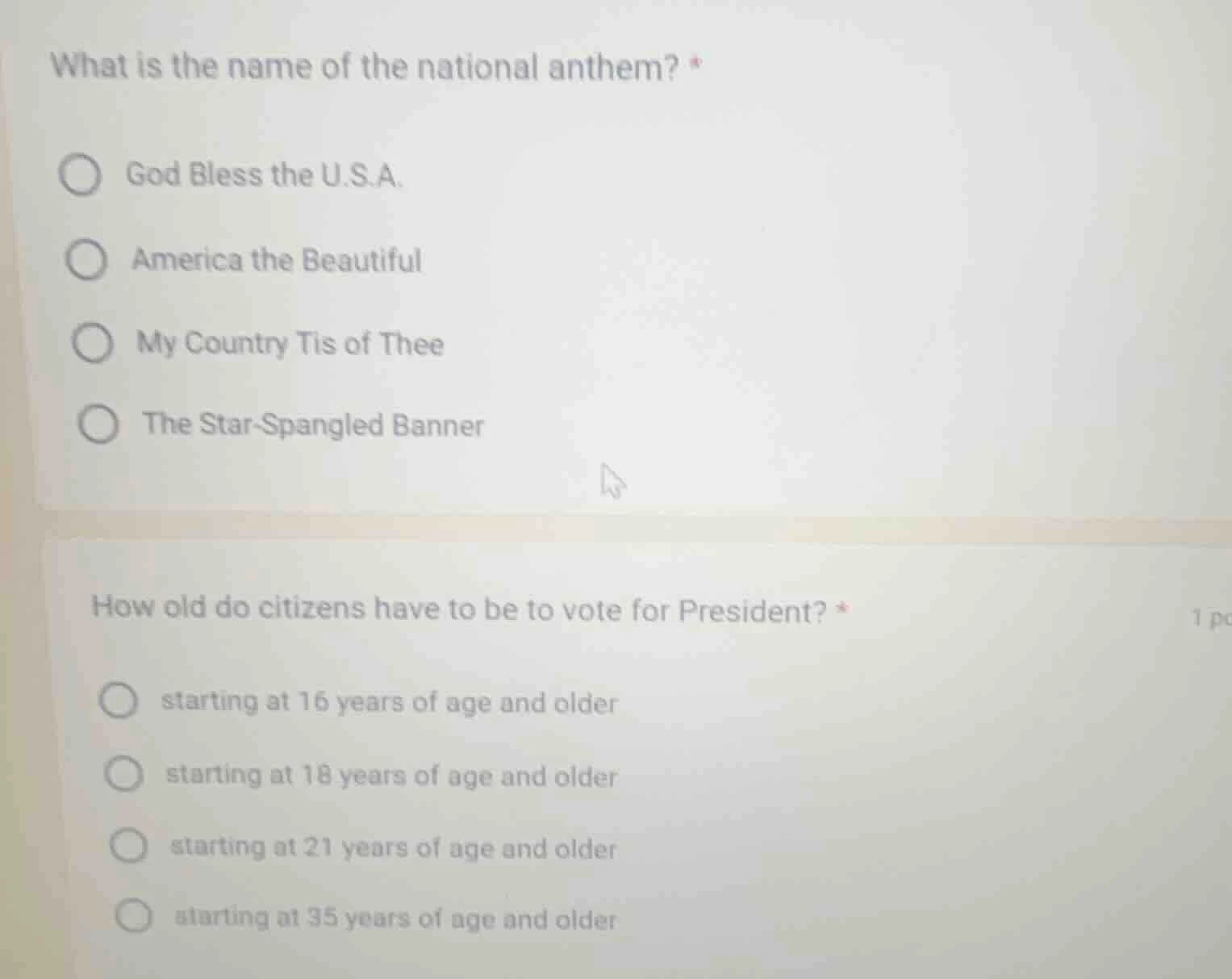 what is the name of the national anthem? * god bless the u.s.a. america…