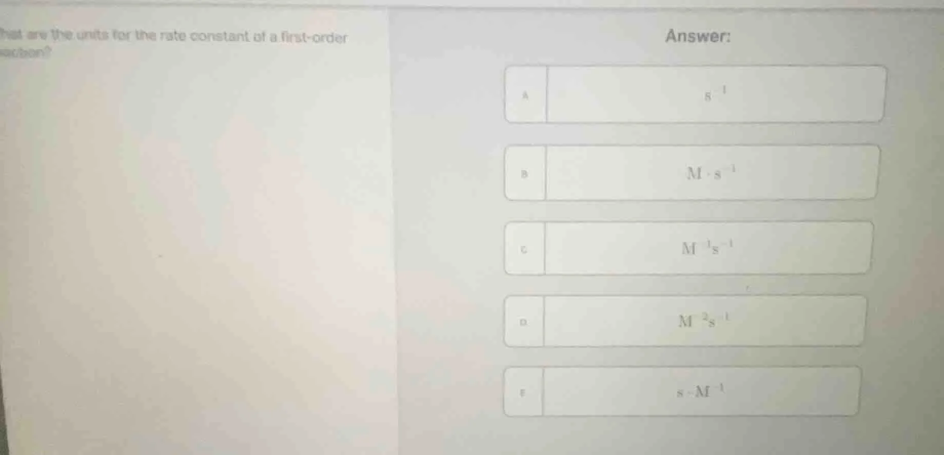 what are the units for the rate constant of a first-order reaction? ans…