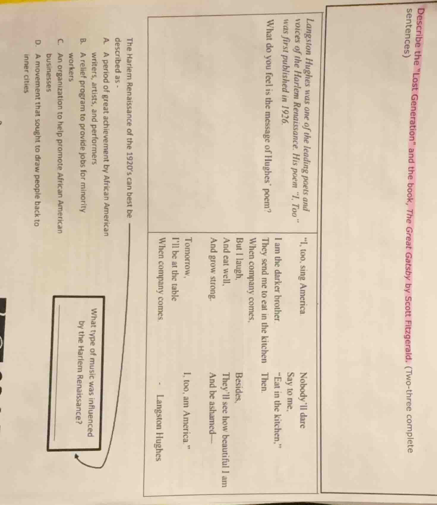 describe the \lost generation\ and the book, the great gatsby by scott …