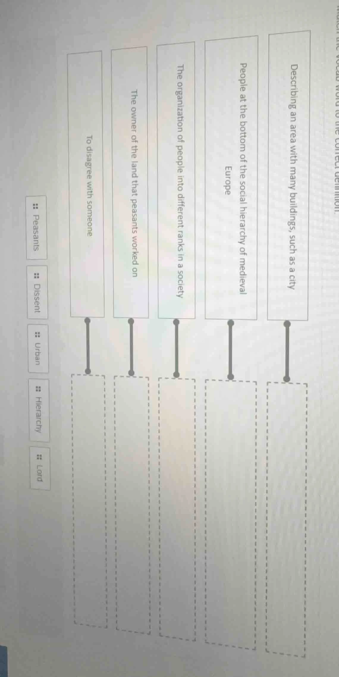 match the vocab word to the correct definition. describing an area with…