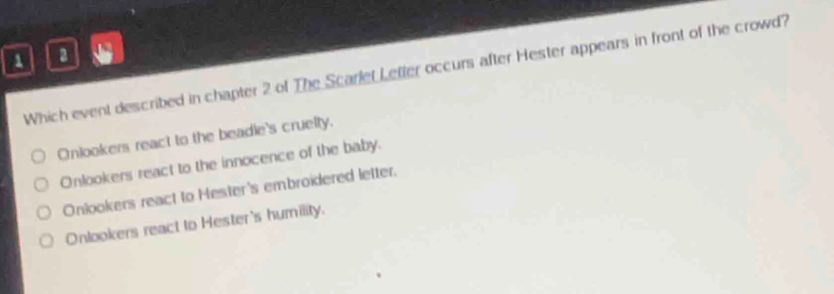 which event described in chapter 2 of the scarlet letter occurs after h…