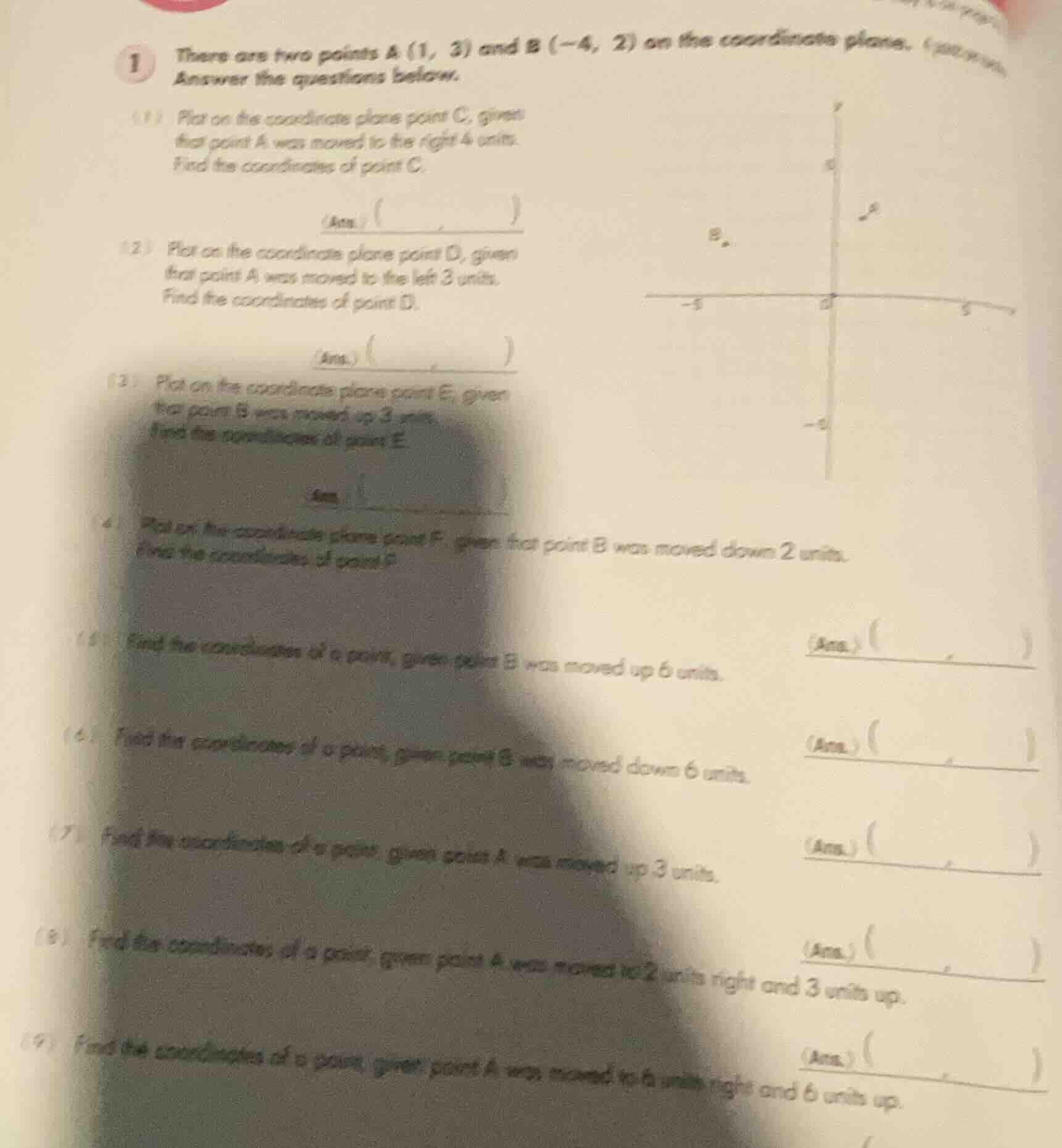 1 there are two points a (1, 3) and b (-4, 2) on the coordinate plane. …