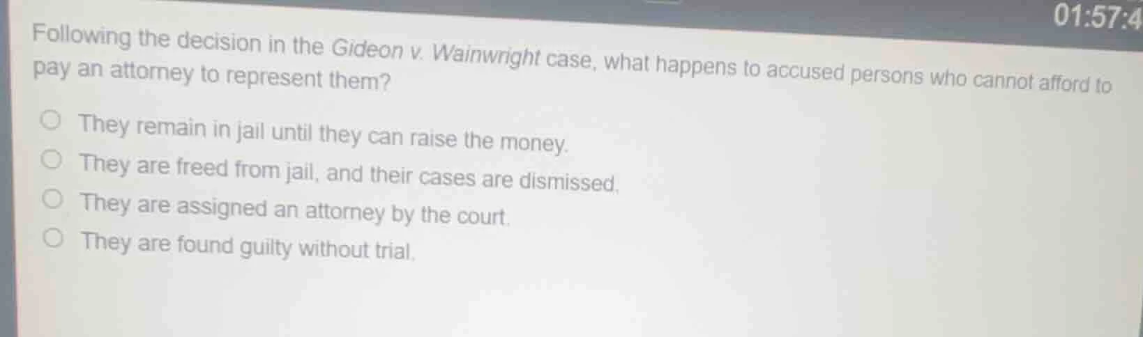 following the decision in the gideon v. wainwright case, what happens t…