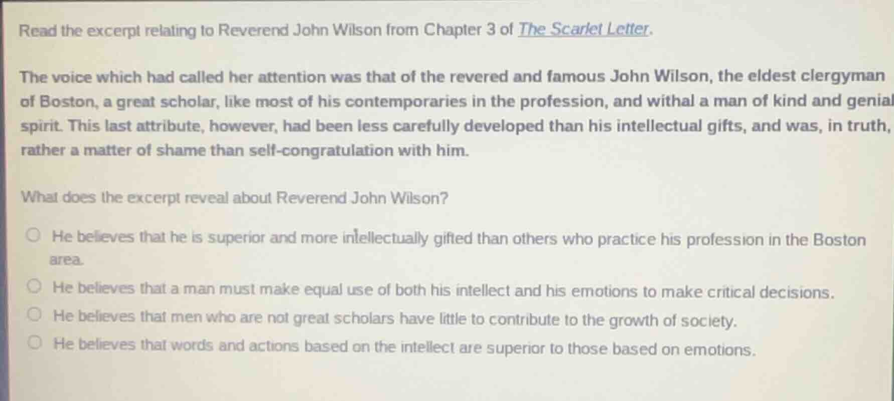 read the excerpt relating to reverend john wilson from chapter 3 of the…