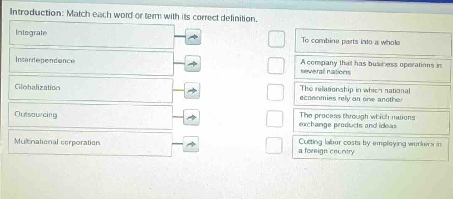 introduction: match each word or term with its correct definition. inte…