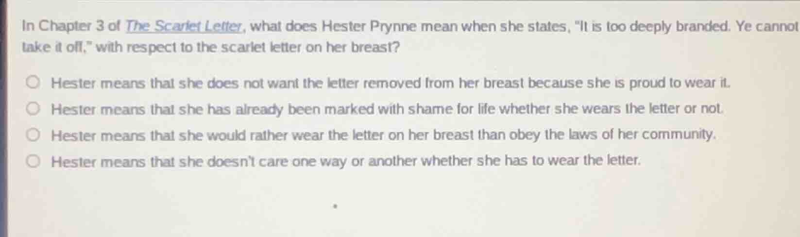 in chapter 3 of the scarlet letter, what does hester prynne mean when s…